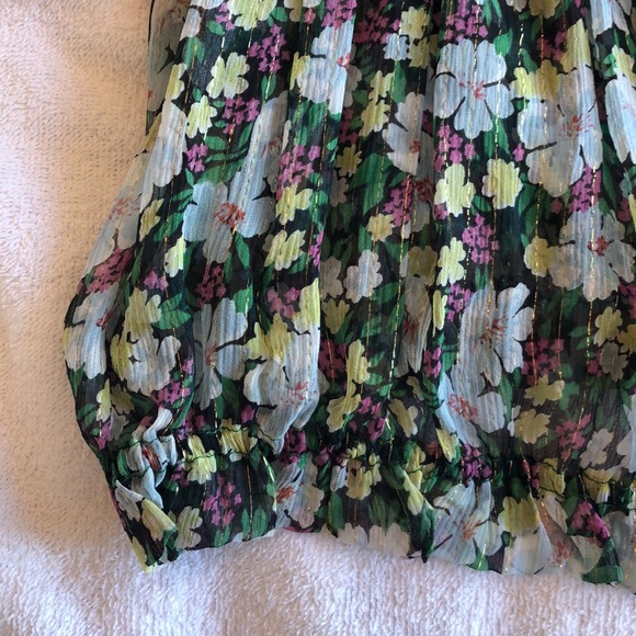 Maje Off Shoulder Floral Silk Blouse Size 1 - Picture 7 of 12